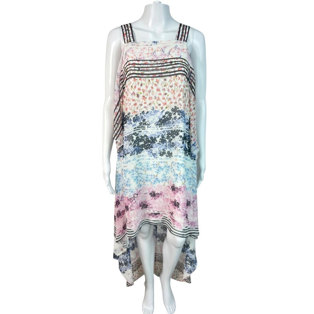 BCBG MAXAZRIA Dress Floral High-Low Aaric Asymmetrical Chiffon Flowy Size S NEW
